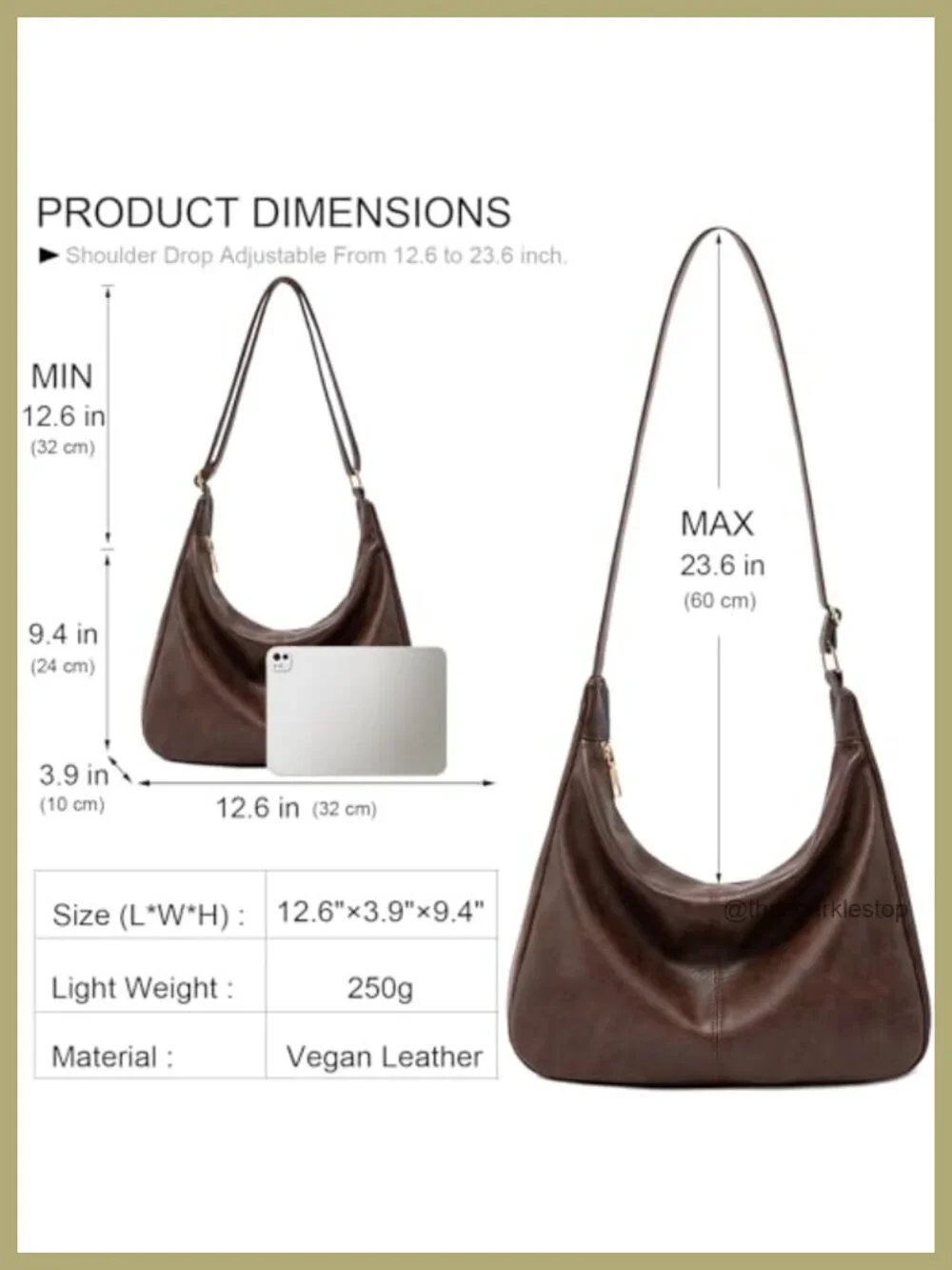 Foldable Hobo Shoulder Bag Crossbody Vegan Leather Handbag Women